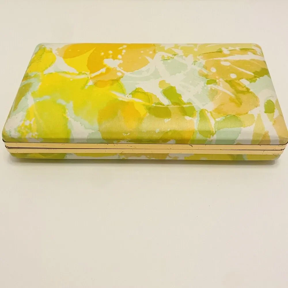 Mele Clamshell Jewelry Box Floral Bright Colorful Hard Travel Case Vintage